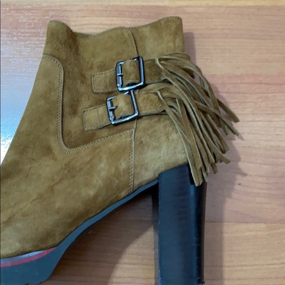 Suede Fringe Ankle Boot Booties Block Heel 39 - Picture 3 of 8